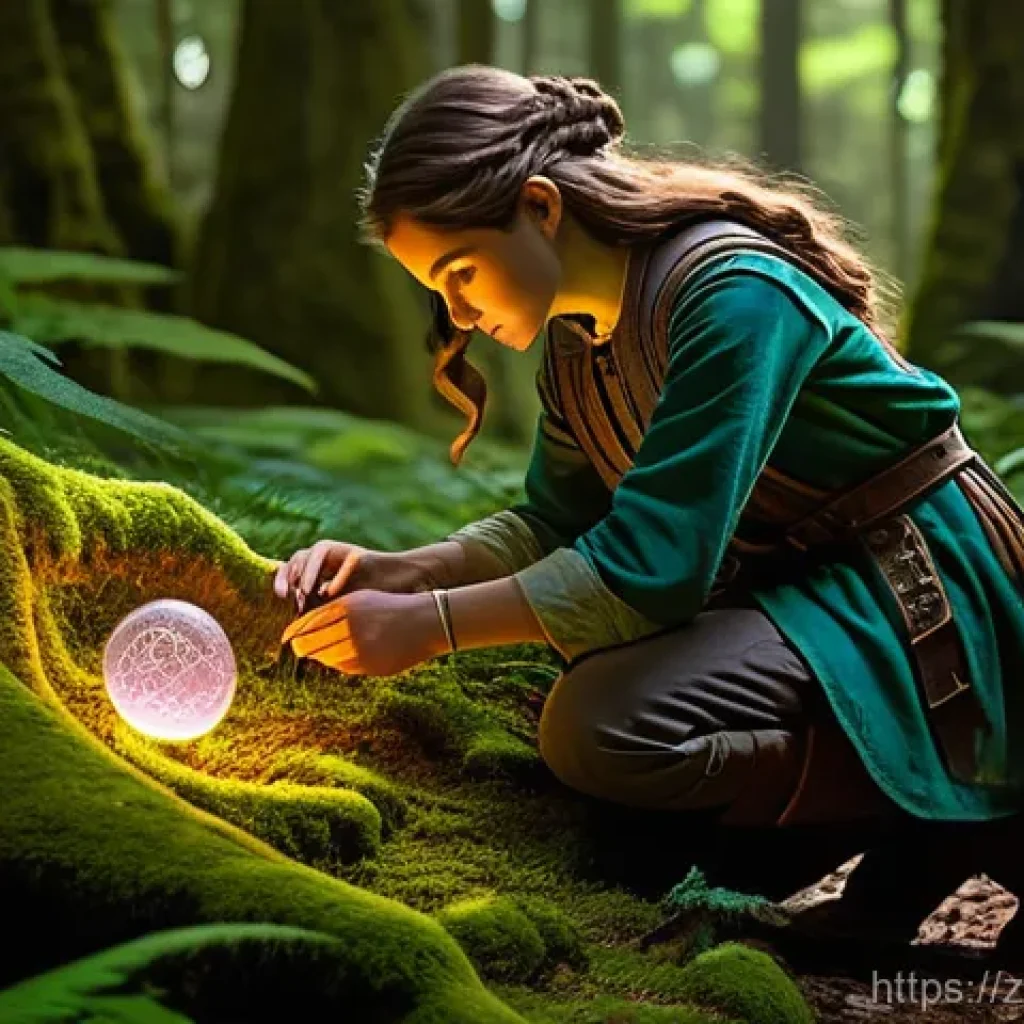 디지털아트 판타지 일러스트 제작법 - **Prompt:** A young, female alchemist (wearing a modest, sturdy leather tunic, long trousers, and pr...