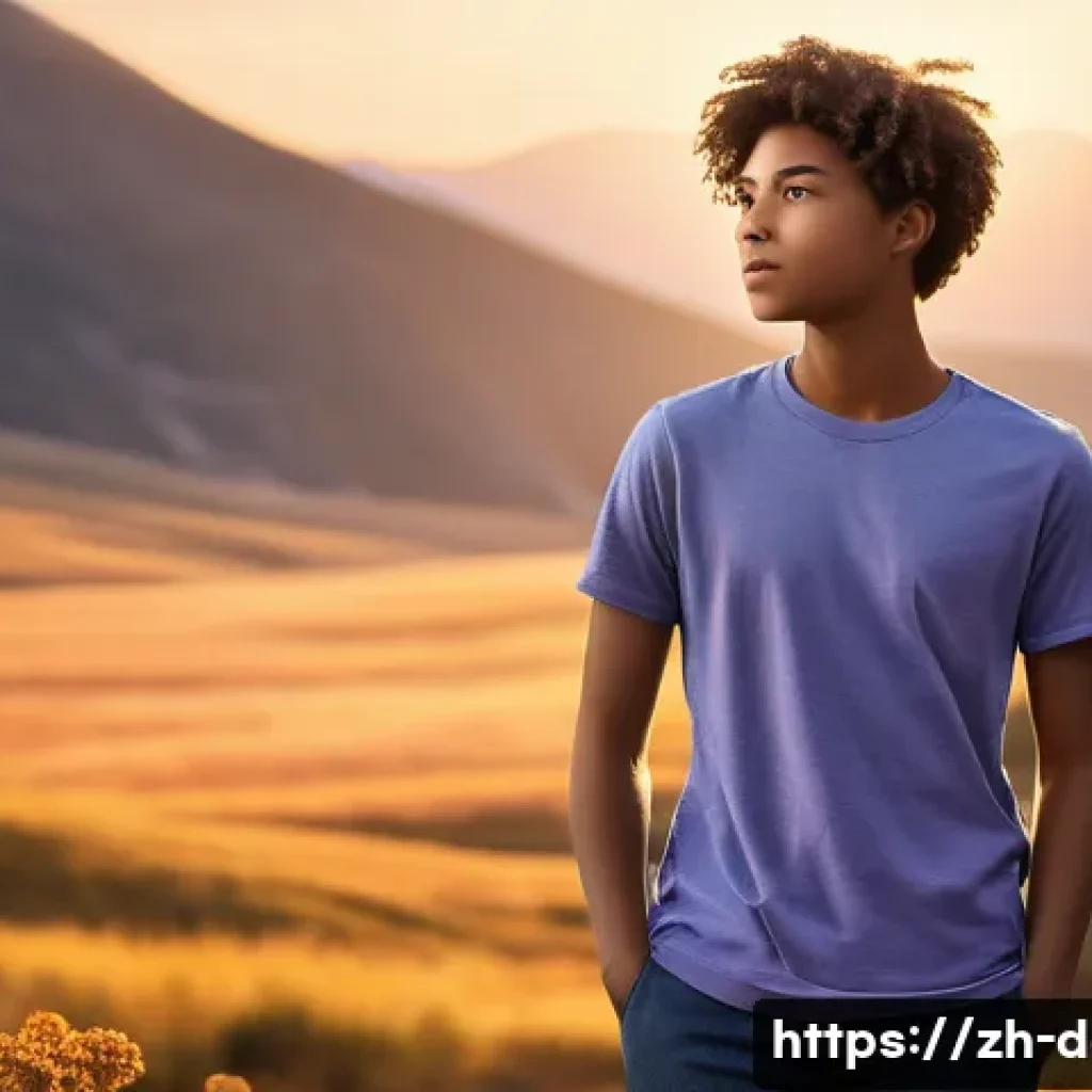 디지털아트 포스터 레이아웃 구성법 - **Prompt Title: Radiant Dawn of Hope**
A young person, approximately 16-18 years old, stands cen...