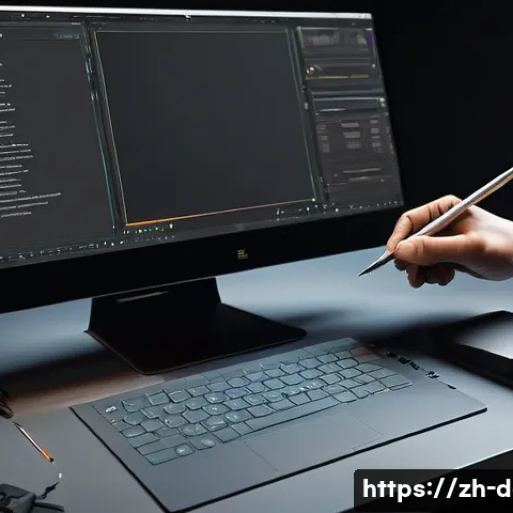 지브러시와 블렌더의 차이점 - A highly detailed digital sculpting workspace scene showcasing a professional artist’s desk with a c...
