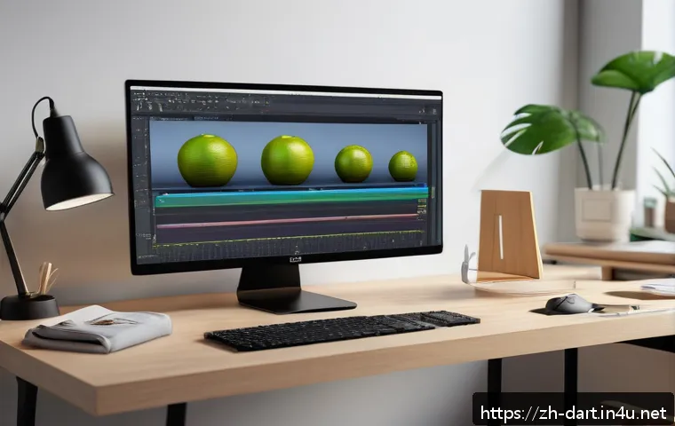 블렌더 3D 디지털아트 - A detailed 3D modeling workspace scene featuring a modern Blender interface layout on a high-resolut...
