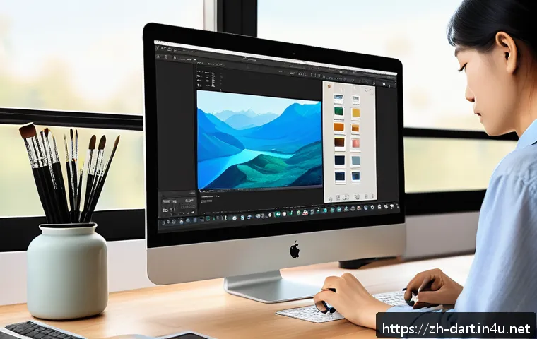 디지털아트 포토매틱 활용법 - A modern digital artist&rsquo;s workspace featuring the Photomatic interface displayed on a sleek, high-re...