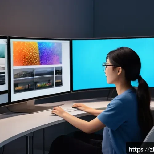 애니메이션과 디지털아트의 관계 - A highly detailed digital art studio scene showcasing a modern animator working on a 3D character an...